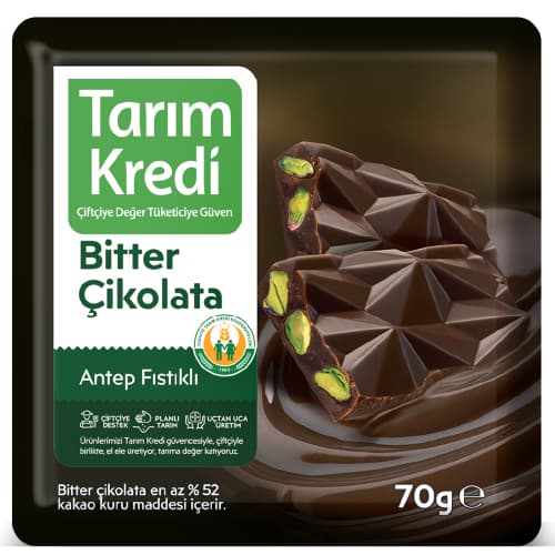 TK KARE ÇİKOLATA BİTTER ANTEP FISTIKLI